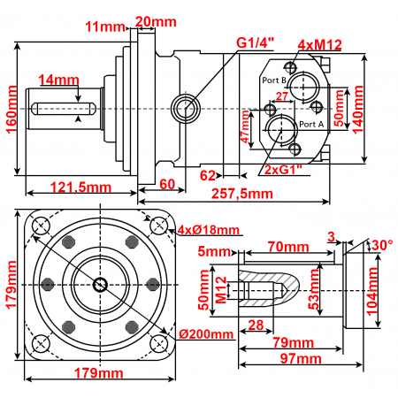SILNIK HYDRAULICZNY BM7 BMV OMV 800 cm3 GR5 33 kW 250 OBR/MIN SM-G